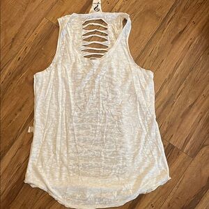 White Sleeveless Top with Cutout Back